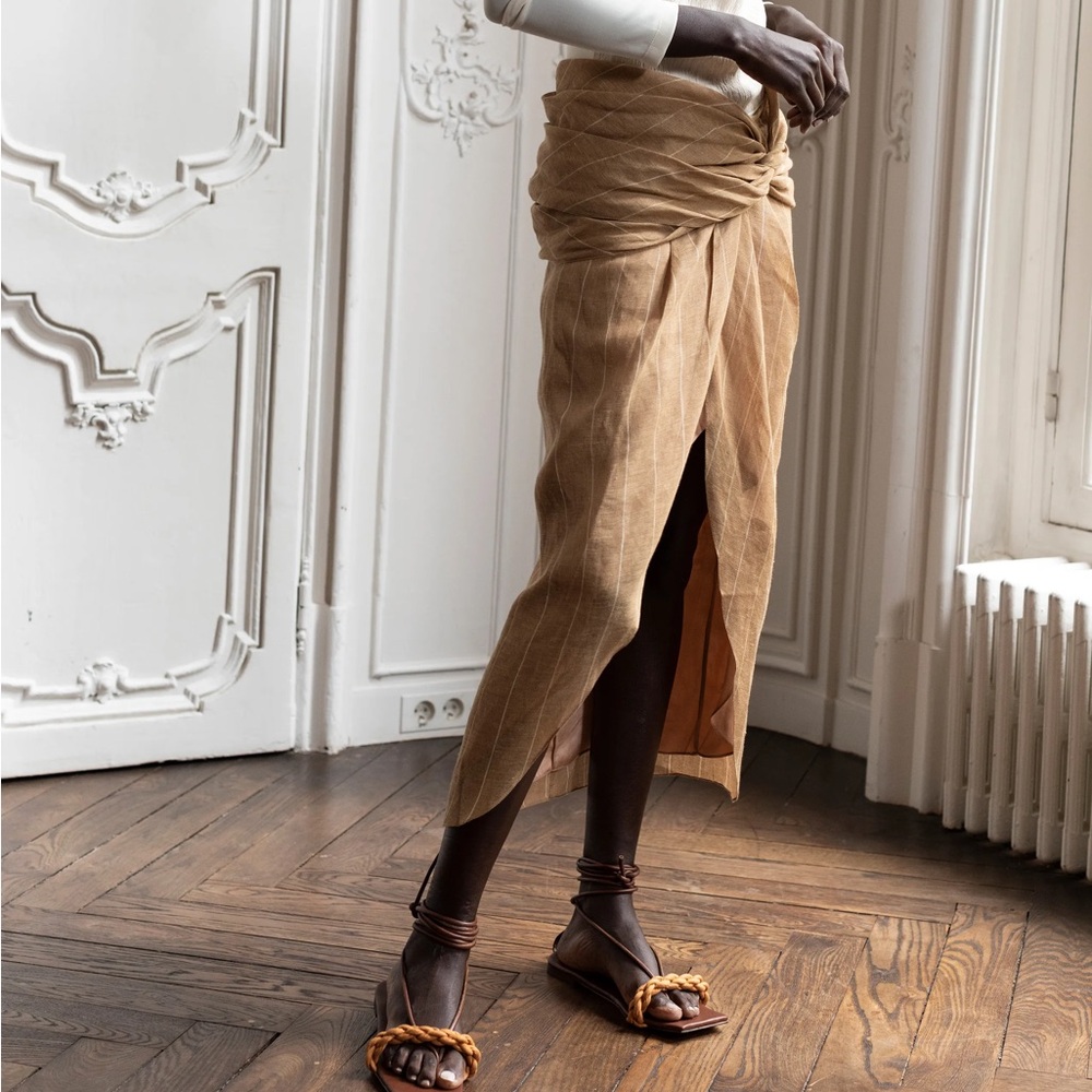 Johanna Ortiz Wrapped Slit Midi Skirt